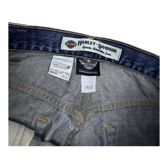 HARLEY DAVIDSON Motorcycle Biker Casual Denim Jeans Pants Mens 34x32 - Picture 4 of 7